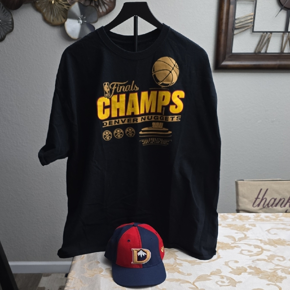 Vintage New Era Denver Nuggets Hat & NBA Finals Champs Bundle